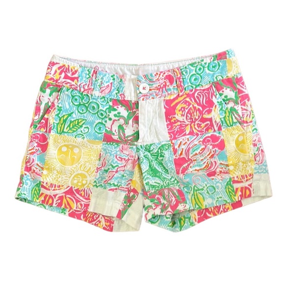 Lilly Pulitzer Callahan Shorts in Multi State Patchwork Print - 0 - Picture 1 of 12